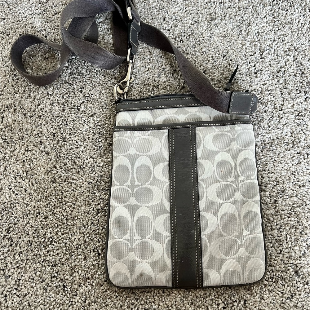 Grey coach crossbody C pattern small bag